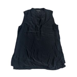 Banana Republic Top Womens Small Sleeveless Shirt Silk Black Preppy Minimalist